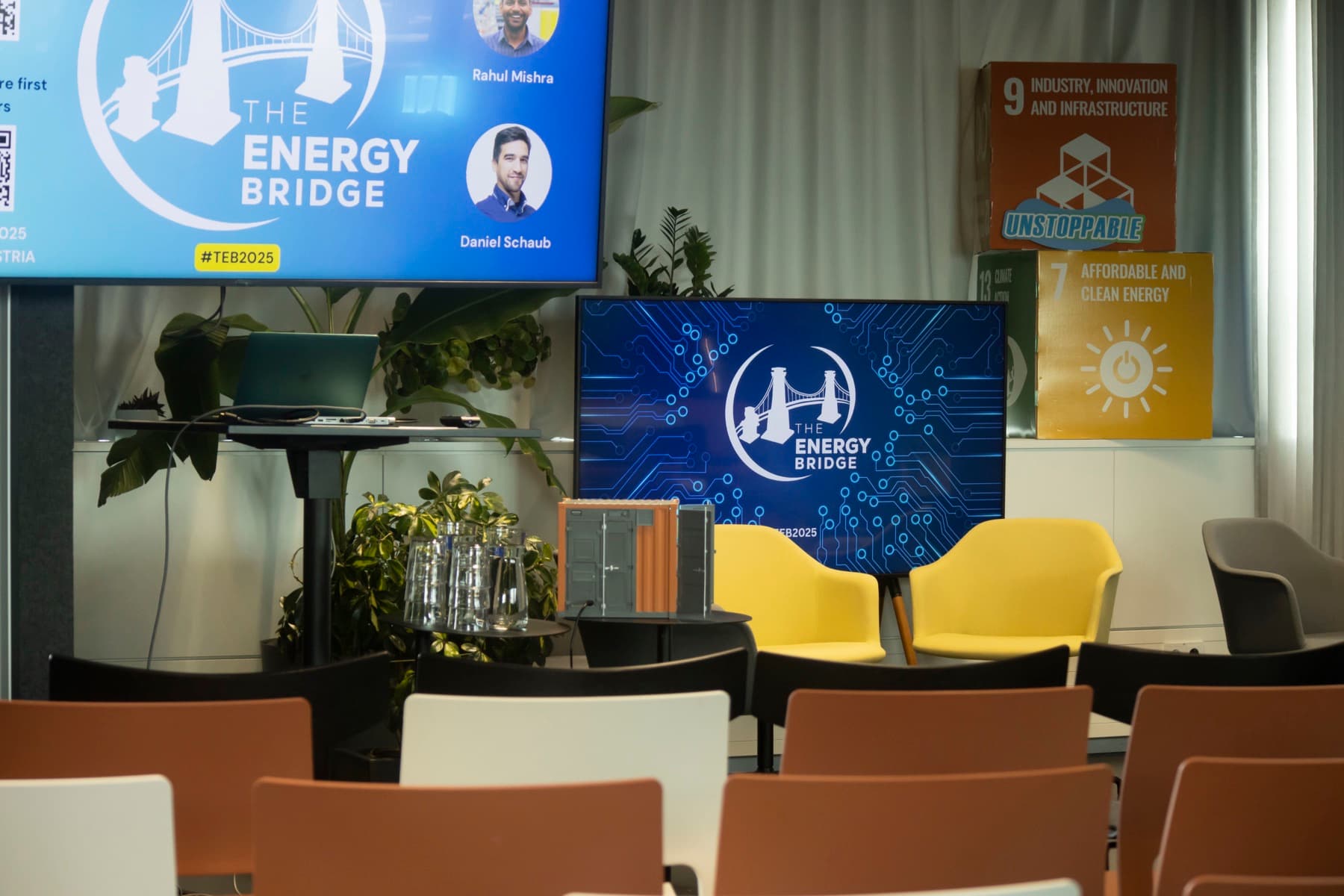 The TEB Forum 2025 venue with stage and event branding.